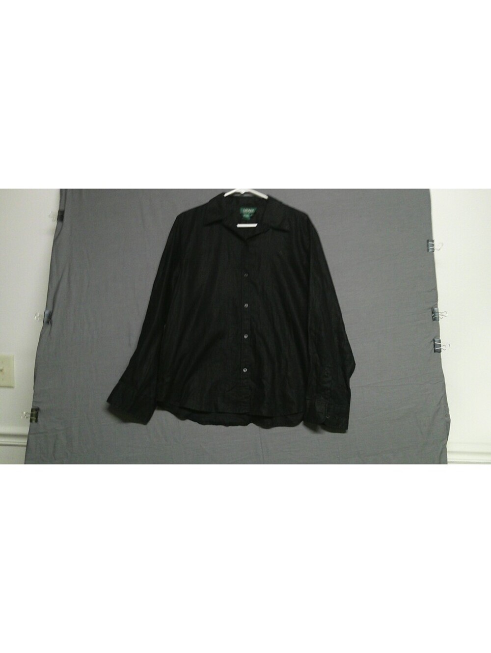 Lauren Ralph Lauren black button front shirt SIZE XL